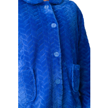 (BLUE, 22-24) Womens Supersoft Button Front Embossed Bed Jacket