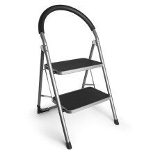 2 Step Folding Ladder - Steel Stepladder with max 150kg Capacity VonHaus