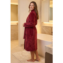 (Light Grey Ribbed, 14-16) Womens Supersoft Fleece Long Sleeved Ribbed Dressing Gown