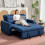 Homcom HOMCOM 2 Seater Pull Out Sofa Bed with Pockets for Living Room, Dark Blue 9