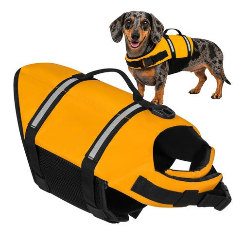 Redningsvest til hund, størrelse M, reflekterende, gul 1