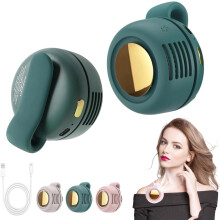 (Green Green) Silent Mini Bladeless Fan Clip On Small Fan Shirt Waist Adjustable Suspended Whirlwind Fans Outdoor Travel Office Accessories Gift