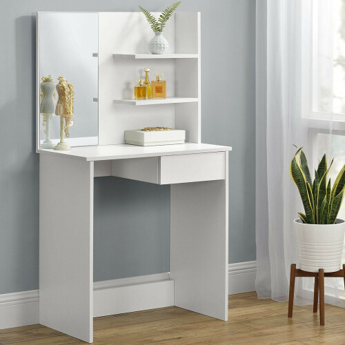 Modern dressing table large mirror shelves ModernHome