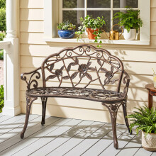 Outsunny Garden Bench Porch Park Seat Vintage Rose Style Cast Aluminium