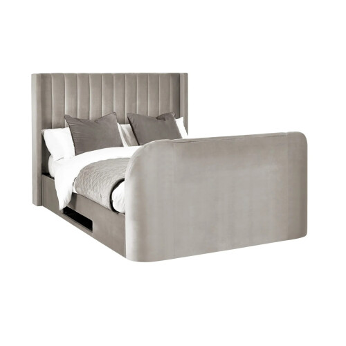 Clara Ottoman TV king Bed 150cm - Light Grey 2