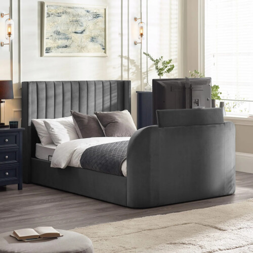 Clara Ottoman TV Bed 135cm - Dark Grey