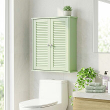 HOMCOM Bathroom Cabinet with Adjustable Shelf, Light Green