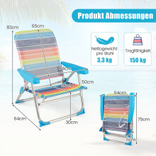 2-teiliges klappbares Strandstuhlset mit verstellbarer Rückenlehne