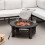 Outsunny Outsunny Outdoor Fire Pit,Round Firepit with Grill Net,Mesh Lid,Bronze Tone 2