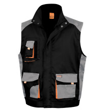 (XS, Black / Grey / Orange) Result Mens Work-Guard Lite Workwear Gilet / Bodywarmer (Breathable And Windproof)