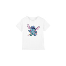 (3-4 Years, White) Lilo & Stitch Childrens/Kids Christmas Lights Sketch T-Shirt