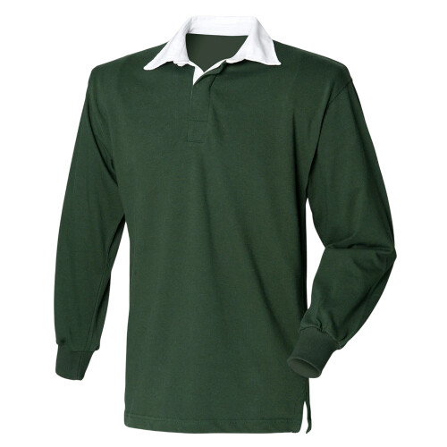 (L, Bottle Green) Front Row Mens Original Rugby Shirt
