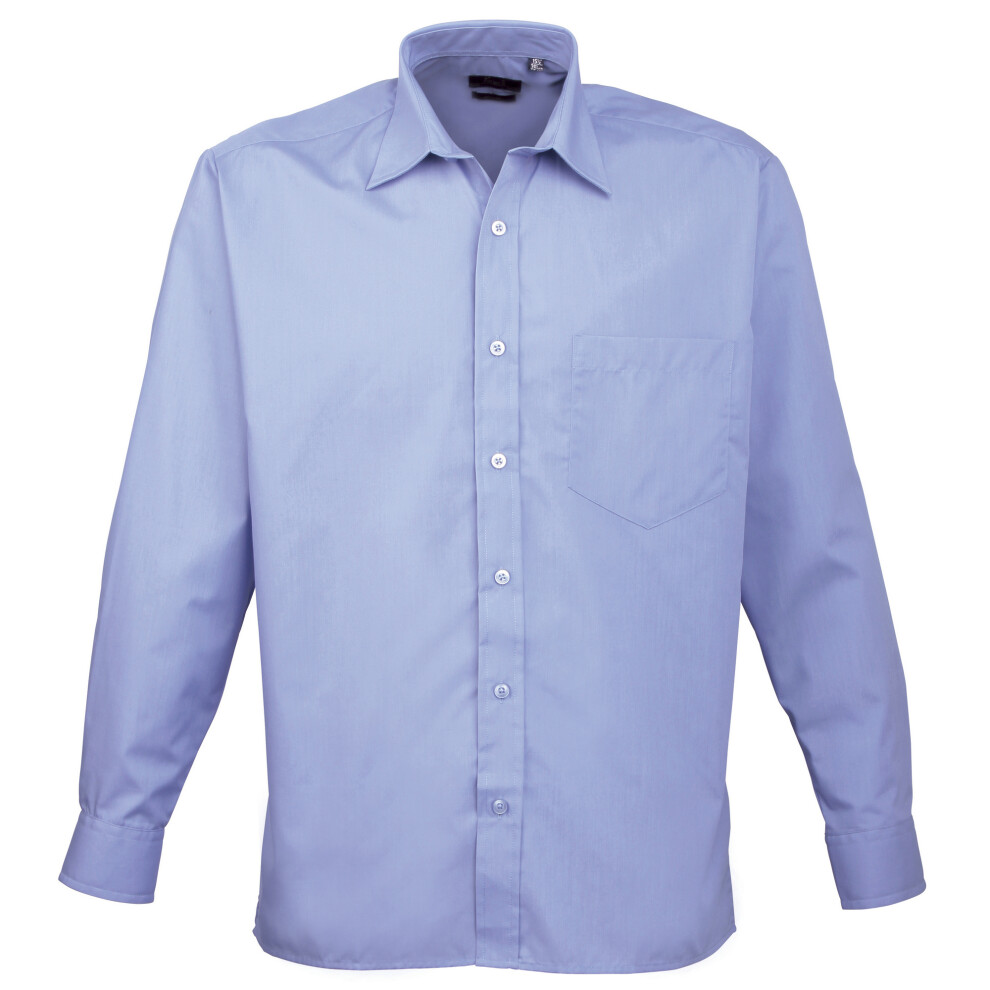 Premier (20, Mid Blue) Mens Poplin Long-Sleeved Formal Shirt
