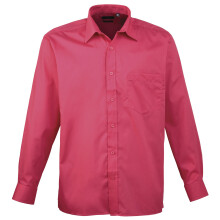 (17, Hot Pink) Premier Mens Premier Poplin Long-Sleeved Formal Shirt