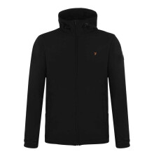 (XXL, Deep Black) Farah Mens Logo Polyester Full Zip Hoodie