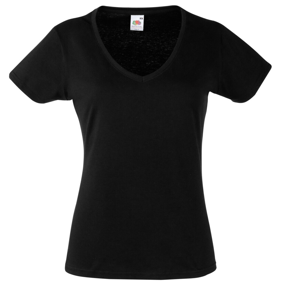 Fruit Of The Loom (2Xl, Black) Womens/Ladies Valueweight V Neck Lady Fit T-Shirt
