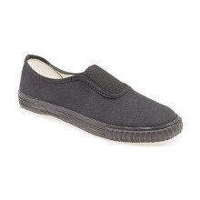 (4.5 UK Child, Black) Dek Kids Unisex Junior Gusset Black Canvas Plimsolls