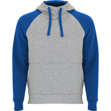 (L, Heather Grey/Royal Blue) Roly Unisex Adult Badet Two Tone Hoodie
