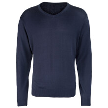 (2XL, Navy) Premier Mens V-Neck Knitted Sweater