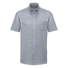(21inch, Silver Grey) Russell Collection Mens Short Sleeve Easy Care Oxford Shirt