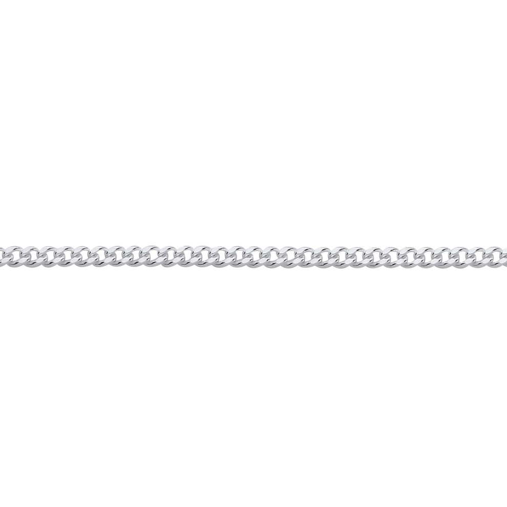 Jewelco London (20) Rhodium Plated Sterling Silver Traditional Diamond-Cut Rounded Curb Curb Chain Necklace - Gvch64