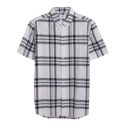 Farah (M, Ecru) Farah Mens Bold Check Cotton Shirt