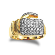 (V) Jewelco London Gold-Plated Silver Round CZ Encrusted MMA Boxing Glove Ring - ARN165-GP