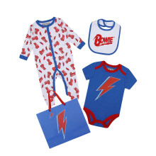 (3-6 Months, White/Blue/Red) Amplified Baby David Bowie Babygrow Set