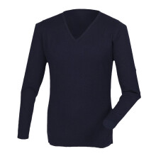 (4XL, Navy) Henbury Mens Cashmere Touch Acrylic V-Neck Jumper / Knitwear