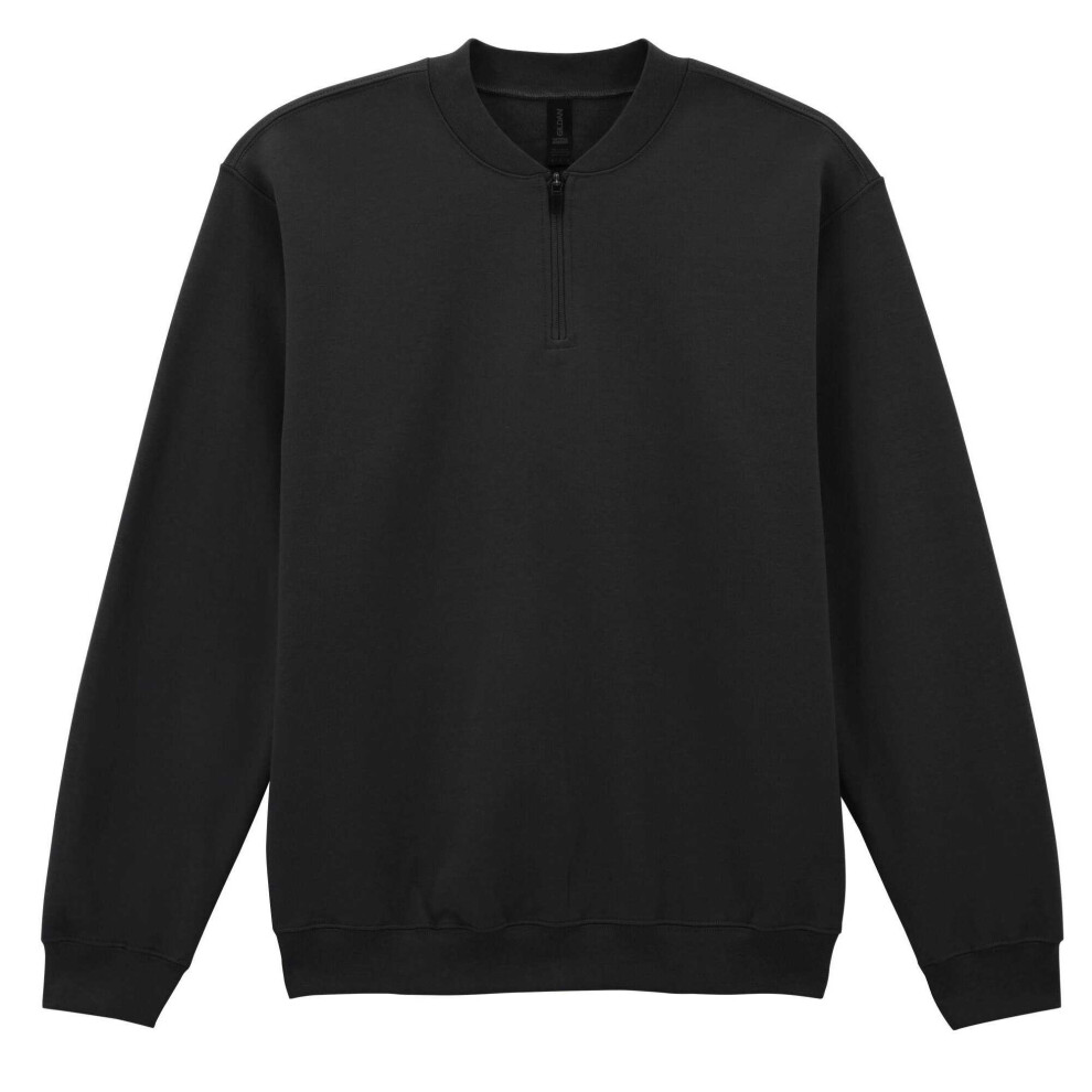 Gildan (M, Black) Unisex Adult Softstyle Midweight Quarter Zip Sweatshirt