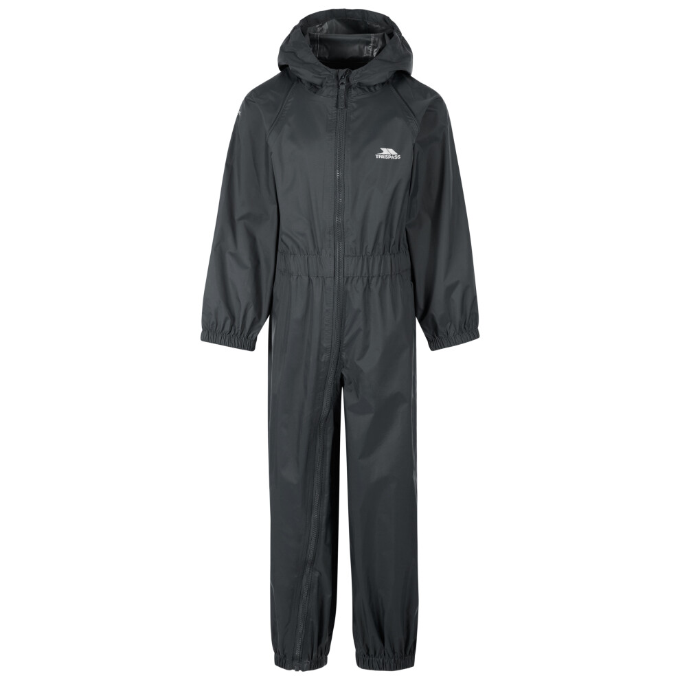 Trespass Kids Waterproof Rain Suit Button Grey 2/3 - Image 3