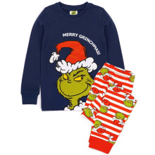 (5-6 Years, Blue/Green/White/Red) The Grinch Childrens/Kids Fitted Christmas Pyjama Set
