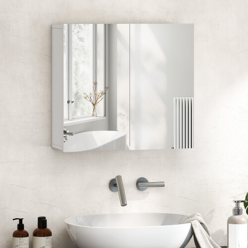 Homcom HOMCOM Bathroom Mirror Cabinet with 2 Doors and Adjustable Shelf, White
