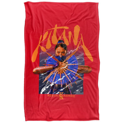 (152cm x 127cm, Red/Blue) Mortal Kombat Kitana Fan Blanket