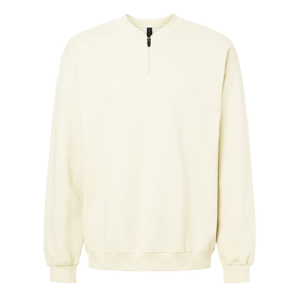 Gildan (S, Off White) Unisex Adult Softstyle Midweight Quarter Zip Sweatshirt