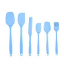 (Blue)Silikon Spatel Löffel Set 6tlg Küchenutensilien inkl. Gummi Gießen Gebäck Pinsel Löffel Antihaft und Res Heat