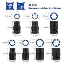 16-delige stalen doppenset met 1/2" aandrijving en koffer