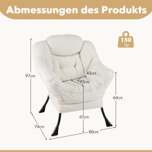 Beige relaxfauteuil met armleuningen, zijvak en voetensteun