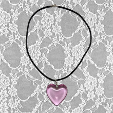 (StyleC) Heart Pink Jewelry For Girls Alloy Pendant Leather Chain Hip Gift Item Hop