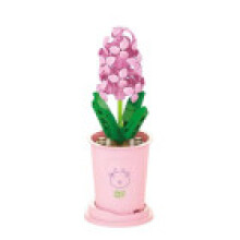 (Hyacinth,56pcs)Rose Building Blocks Diy Bricks Potted Flowers Blossoms Decoration Assembly Gift