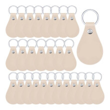 30-Teiliges Leder-SchlüSselanhäNger-Set für Heimwerker, SchlüSselanhäNger-Rohlinge Aus PU-Leder mit Nieten und SchlüSselringen zum Gravieren Des