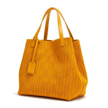 (Honeydew) CHCH Tote Bag New Large Capacity Black Simple Knitted Shopping Bag 27*20*28cm