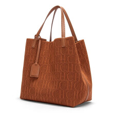 (Brown) CHCH Tote Bag New Large Capacity Black Simple Knitted Shopping Bag 27*20*28cm
