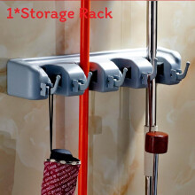 (Gray Black 33cm)Modern Mop Broom Holder With Hooks Wall Mounted Organizer For Bathroom Use Kitchen