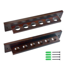 (Wine Red)Solid Wood Pool Stick Holder Stand With Six Slots For Pool Table Equipment Game Rooms