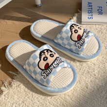 (Blue, 41) Crayon Cartoon Shinchan Slipon House Shoes With Nonslip Eva Sole Seasons All For