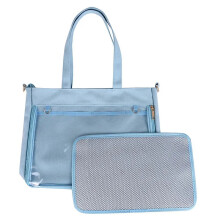 (Blue with Insert) Big Ita Bag Black with Insert Japanese Cute Clear Women Double Straps Girls Kawaii Transparent Shoulder Bag Purses and Handbags