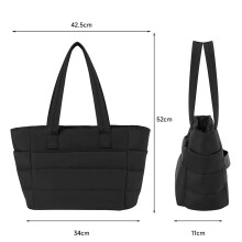 (black, United Kingdom) Voltsify Waterproof Quilted Tote Bag with Spacious Compartments