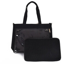 (Black with Insert) Big Ita Bag Black with Insert Japanese Cute Clear Women Double Straps Girls Kawaii Transparent Shoulder Bag Purses and Handbags