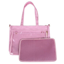 (Pink with Insert) Big Ita Bag Black with Insert Japanese Cute Clear Women Double Straps Girls Kawaii Transparent Shoulder Bag Purses and Handbags